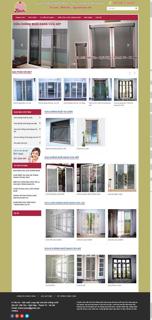 Thiết kế Mẫu website cửa lưới ,dàn phơi 02