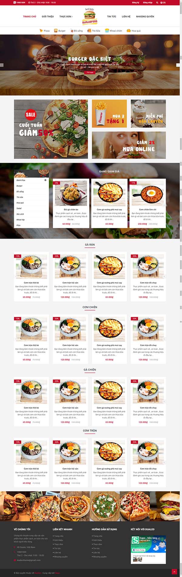 Thiết kế Mẫu website đồ ăn nhanh 01