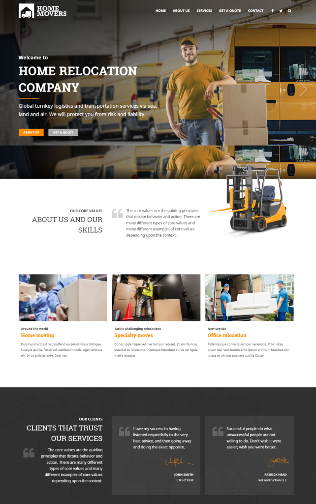 Thiết kế Mẫu website giới thiệu công ty vận tải