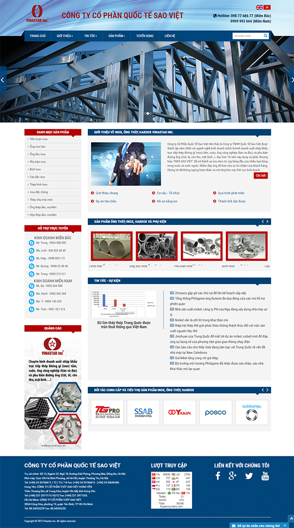 Thiết kế Mẫu Website Ống Thép Inox INOX07