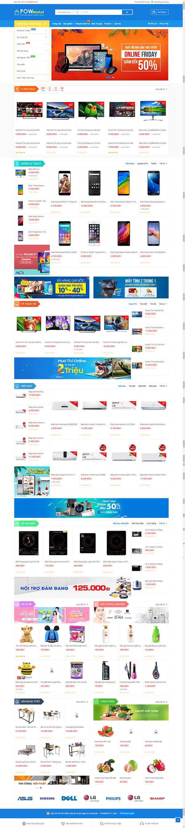 Thiết kế Mẫu website siêu thị điện máy DM12