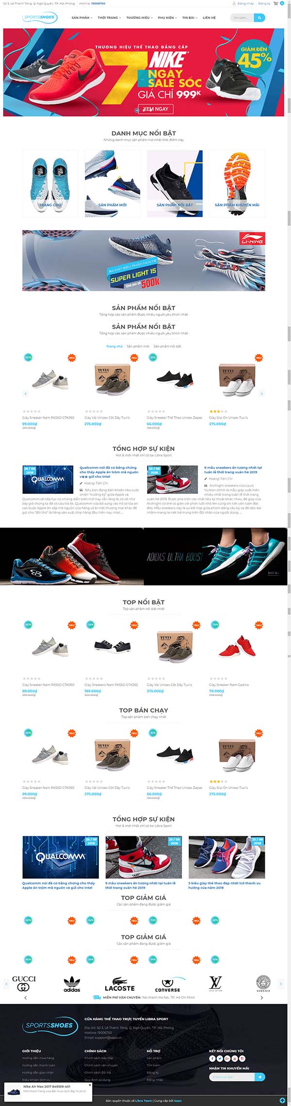 Thiết kế Mẫu website thời trang giày 01