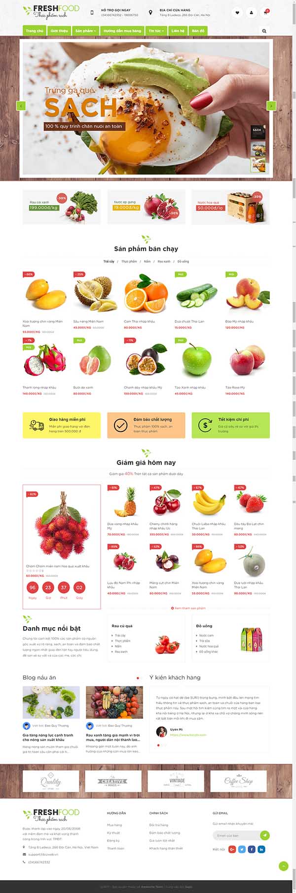 Thiết kế Mẫu website thực phẩm rau hoa quả RHQ14