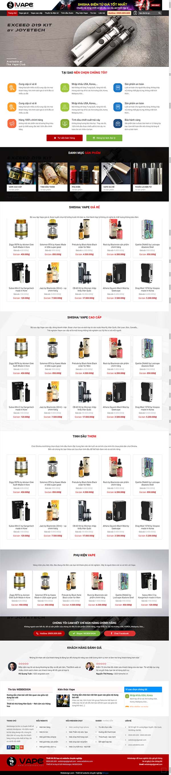 Thiết kế Mẫu website thuốc lá điện tử 01