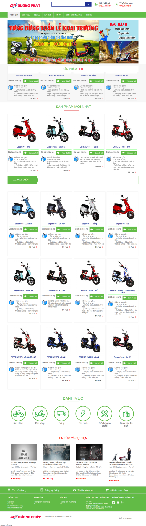 Mẫu website xe đạp, xe máy điện 01
