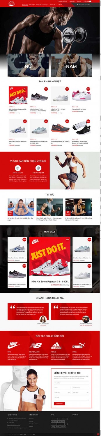Thiết kế Mẫu website dụng cụ thể thao 02