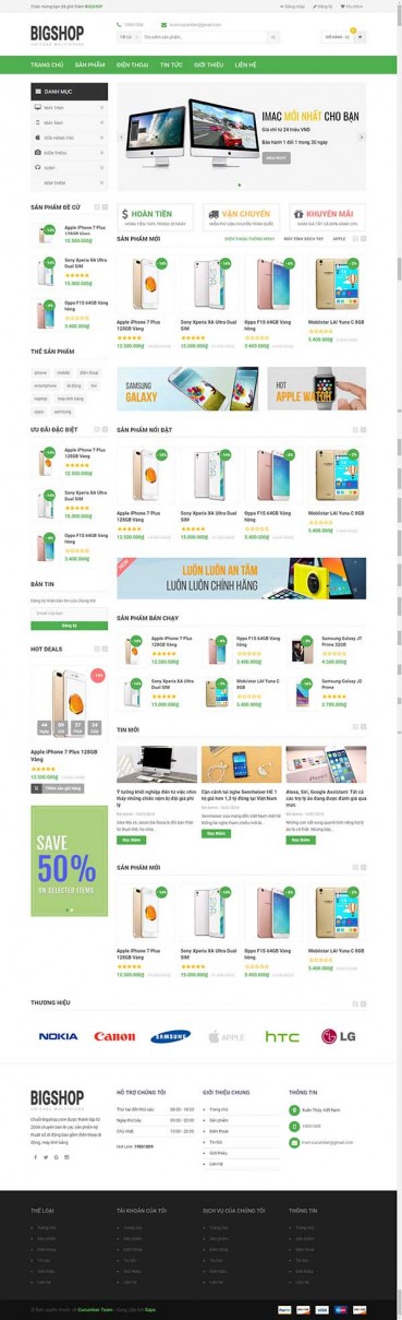 Thiết kế Mẫu website siêu thị điện máy DM11