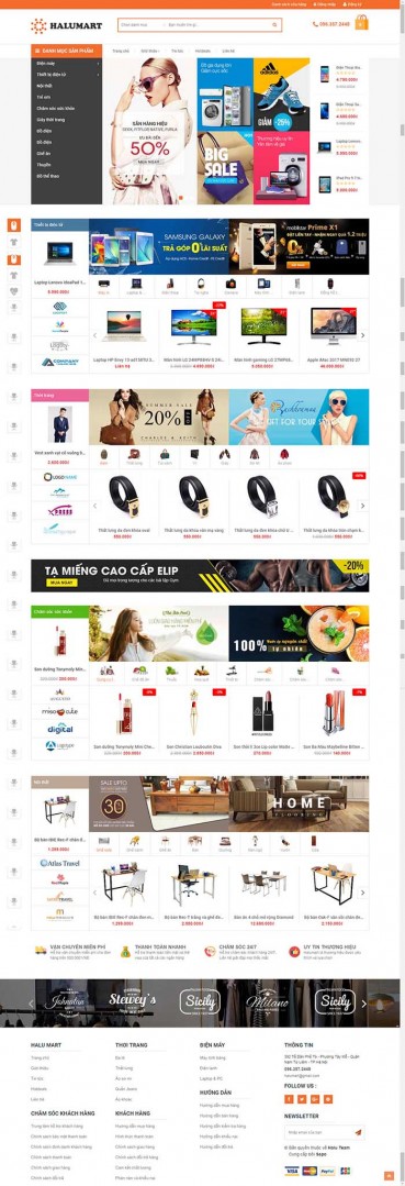 Thiết kế Mẫu website siêu thị điện máy DM19